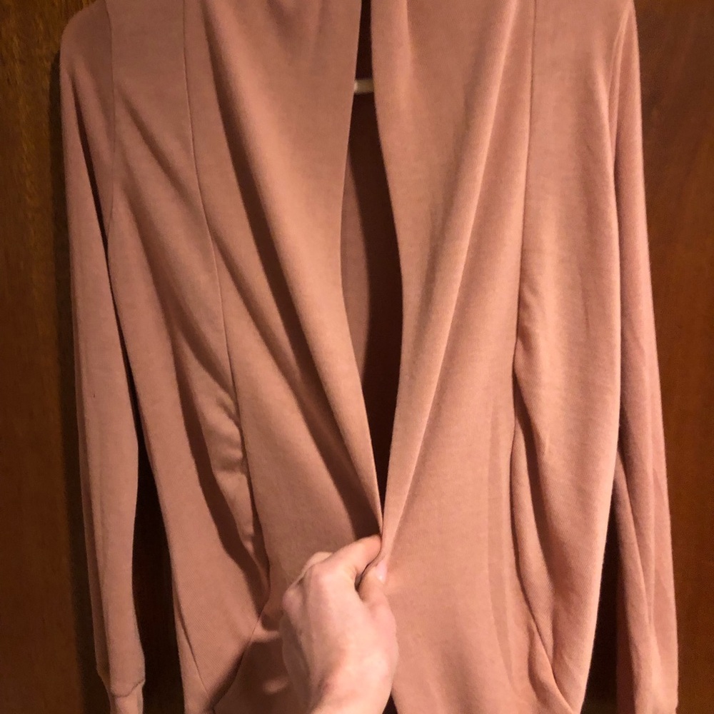 Soft Pink Mauve Open Front Cardigan